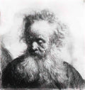 Rembrandt old man with flowing beard looking down left Art A4 Photo Print