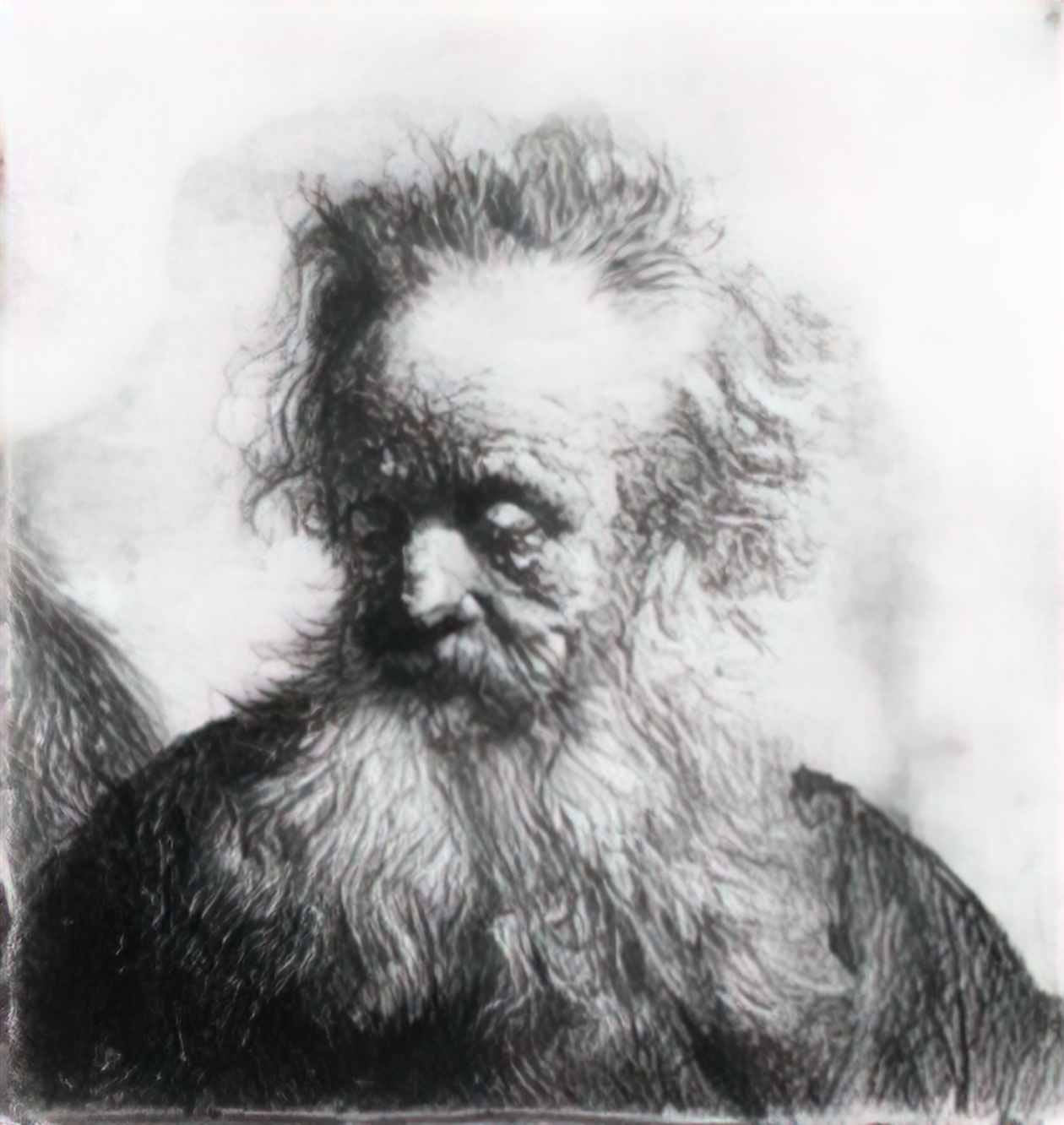 Rembrandt old man with flowing beard looking down left Art A4 Photo Print