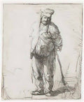Rembrandt ragged peasant with his hands behind him holding a stick 1 Art A4 Photo Print