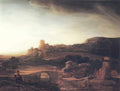 Rembrandt river landscape with a windmill 1640 Art A4 Photo Print