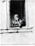 Rembrandt saskia looking out of a window 1635 Art A4 Photo Print