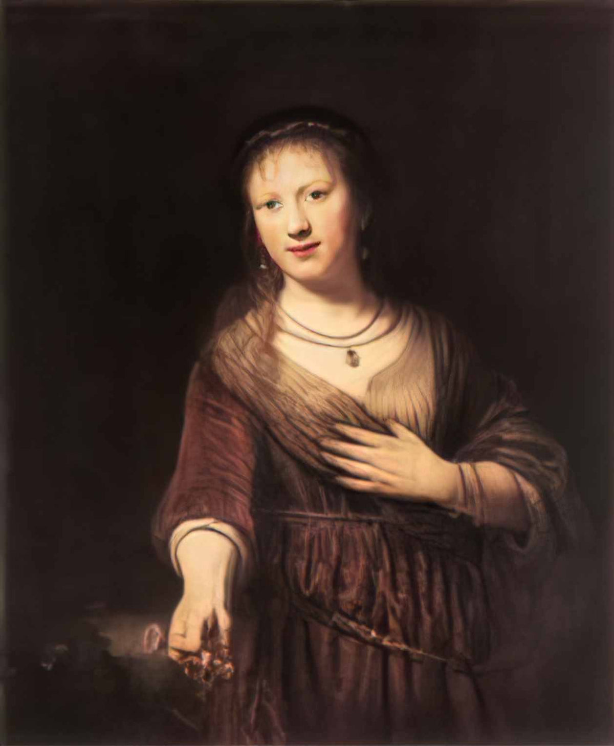 Rembrandt saskia with a red flower 1641 Art A4 Photo Print