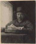 Rembrandt self portrait drawing at a window Art A4 Photo Print