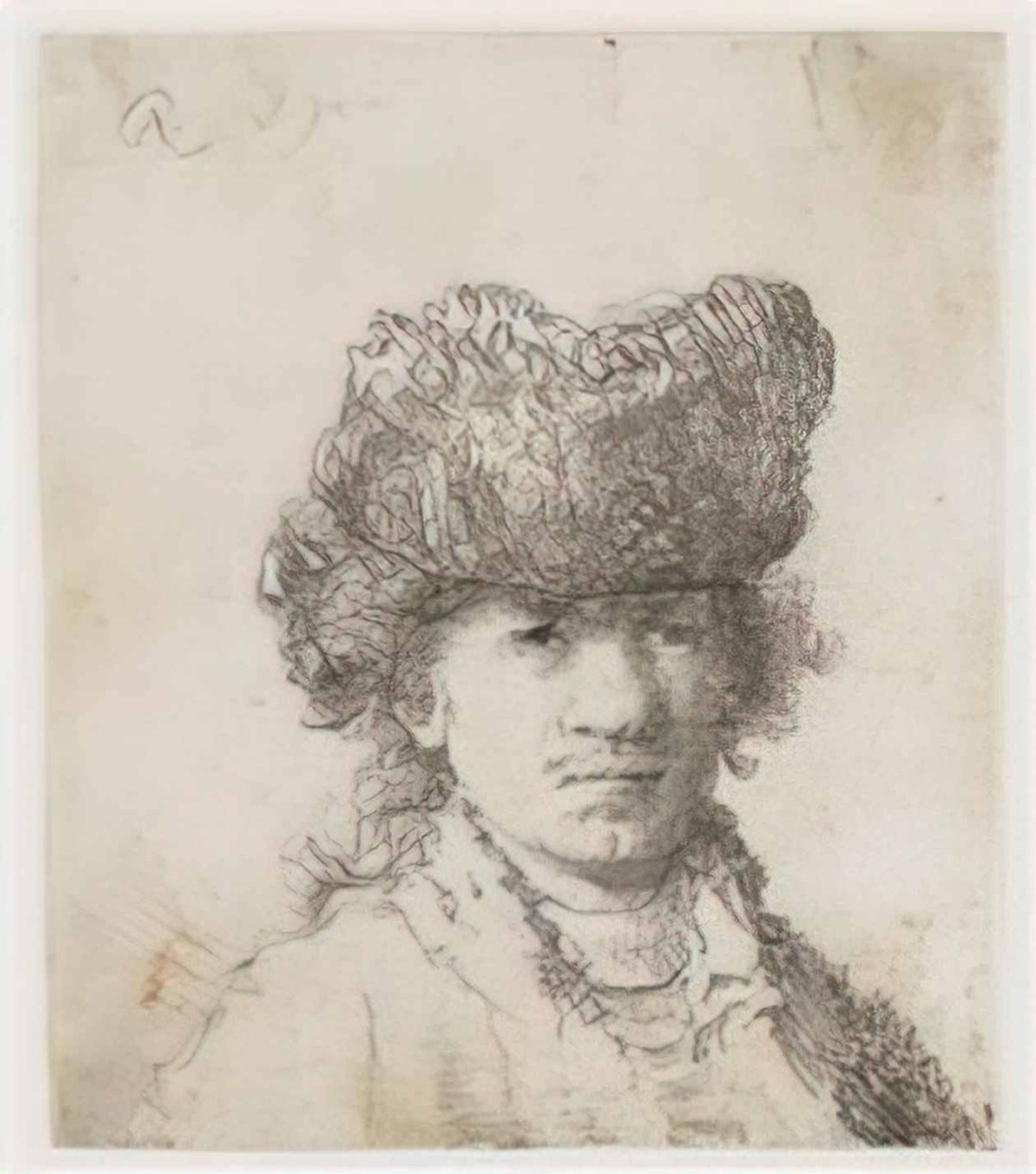 Rembrandt self portrait in a fur cap bust 1630 Art A4 Photo Print