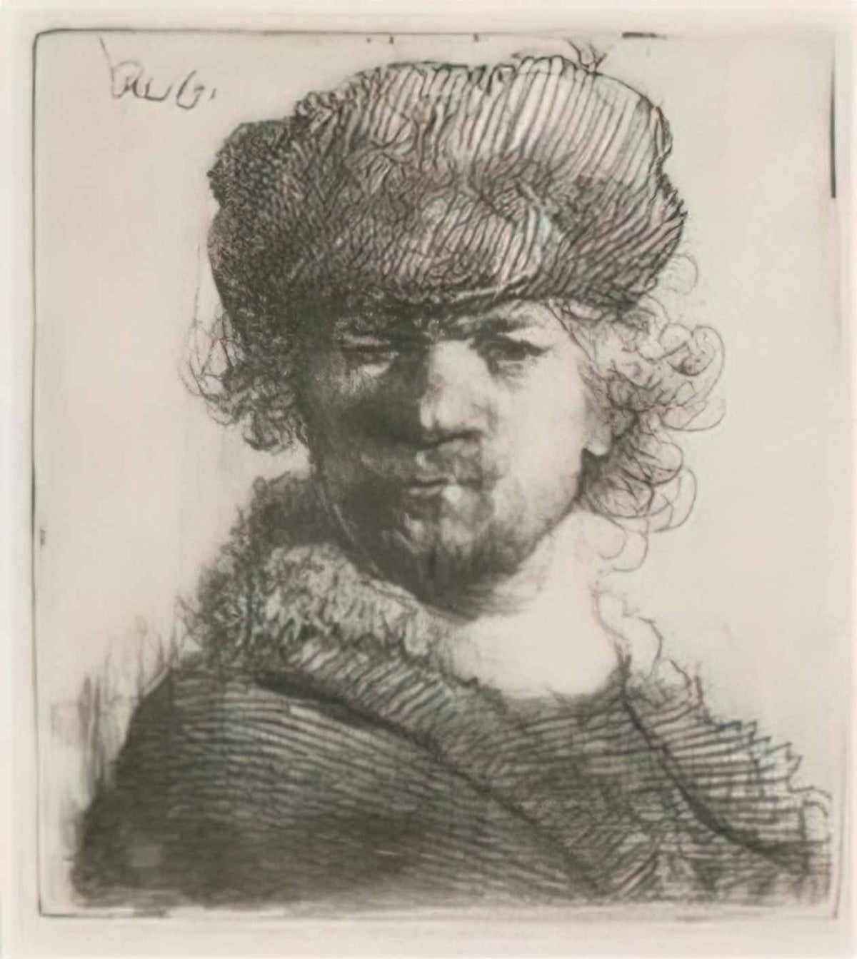 Rembrandt self portrait in a heavy fur cap bust 1631 Art A4 Photo Print