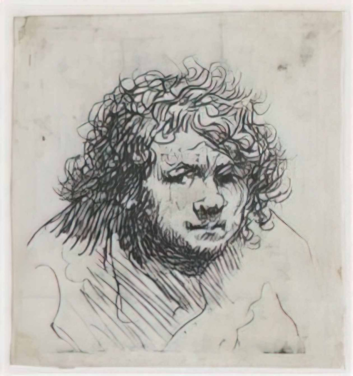 Rembrandt self portrait leaning forward bust 1628 Art A4 Photo Print