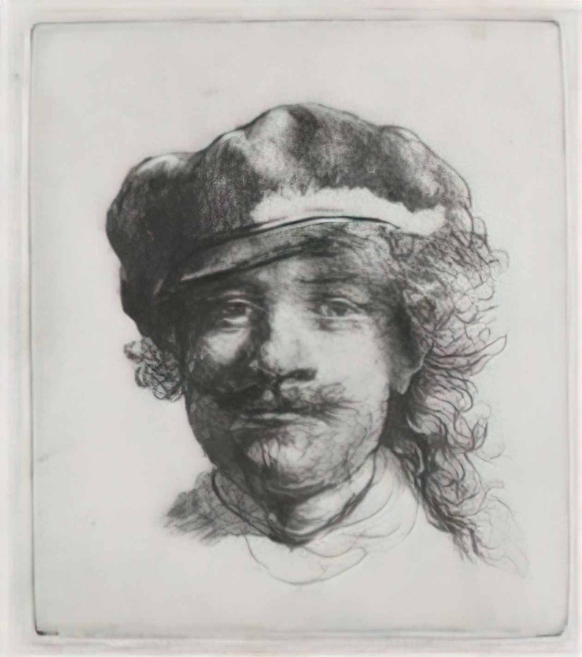 Rembrandt self portrait wearing a soft cap full face head only 1634 Art A4 Photo Print