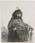 Rembrandt self portrait with plumed cap and lowered sabre 1634 Art A4 Photo Print