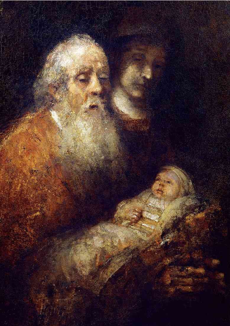 Rembrandt simeon with the christ child in the temple 2 A4 Photo Print
