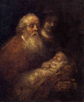 Rembrandt simeon with the christ child in the temple A4 Photo Print