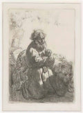 Rembrandt st jerome kneeling in prayer looking down 1635 Art A4 Photo Print
