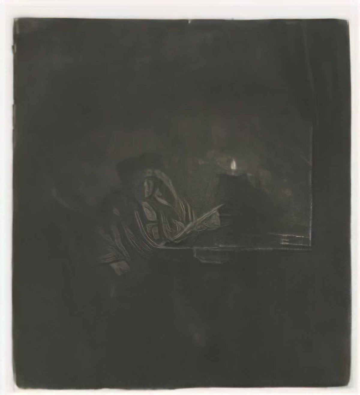 Rembrandt student at a table by candlelight 1642 Art A4 Photo Print