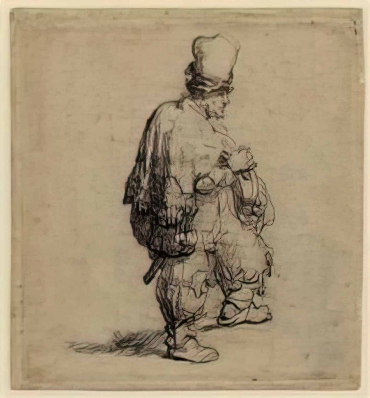 Rembrandt the barrel organ player polander standing with arms folded Art A4 Photo Print