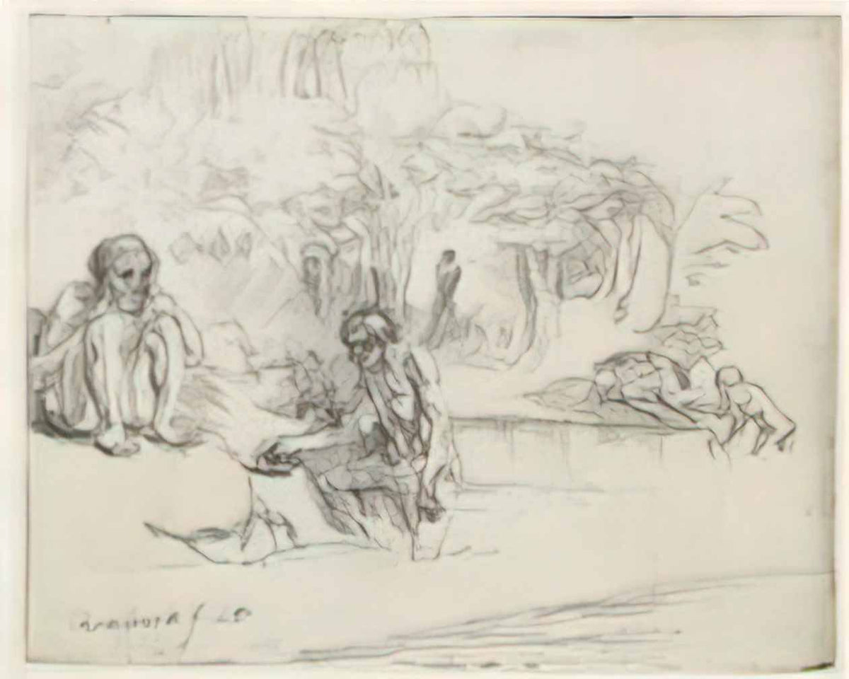 Rembrandt the bathers 1651 Art A4 Photo Print