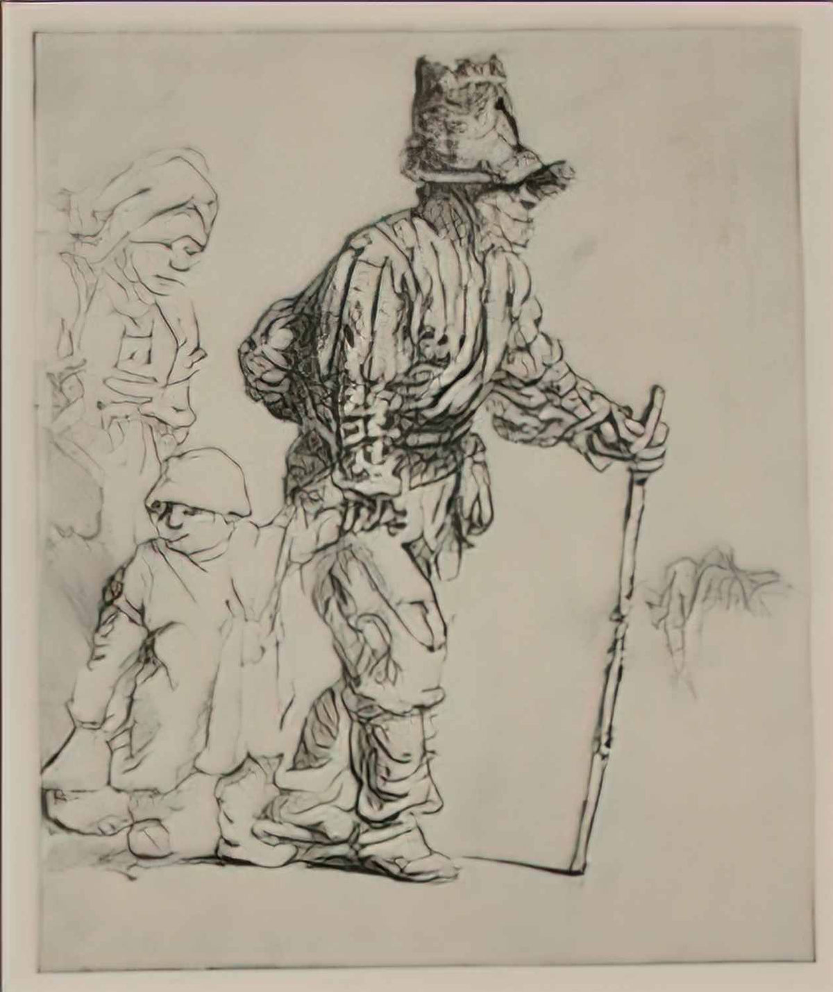 Rembrandt three peasants travelling 1652 Art A4 Photo Print
