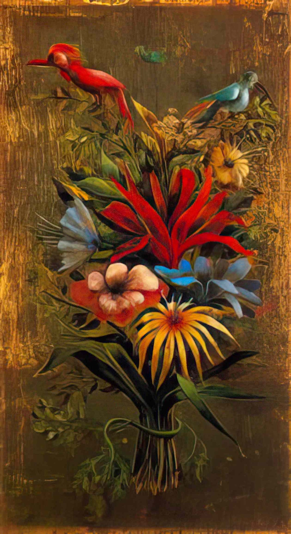Remedios Varo floral bouquet with birds 1960 Art A4 Photo Print