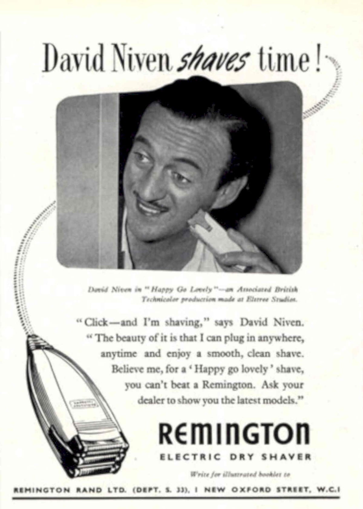 Remington Dry Shaver 1950s Vintage Retro Advert Poster