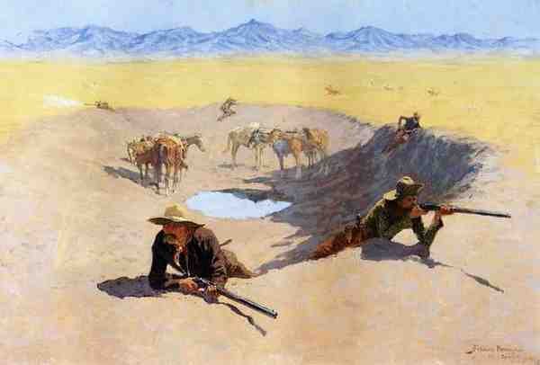 Remington Frederic Fight For The Water Hole A4 Photo Print