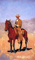 Remington Frederic Mounted Cowboy In Chaps With Race Horse A4 Photo Print