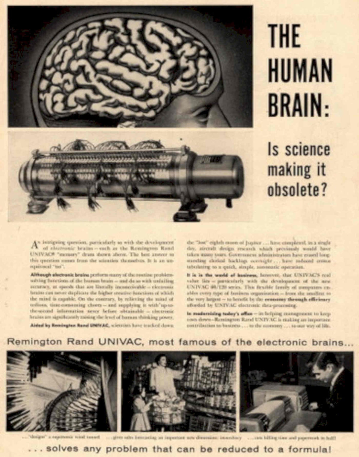 Remington Rand Univac 1950s Vintage Retro Advert Poster