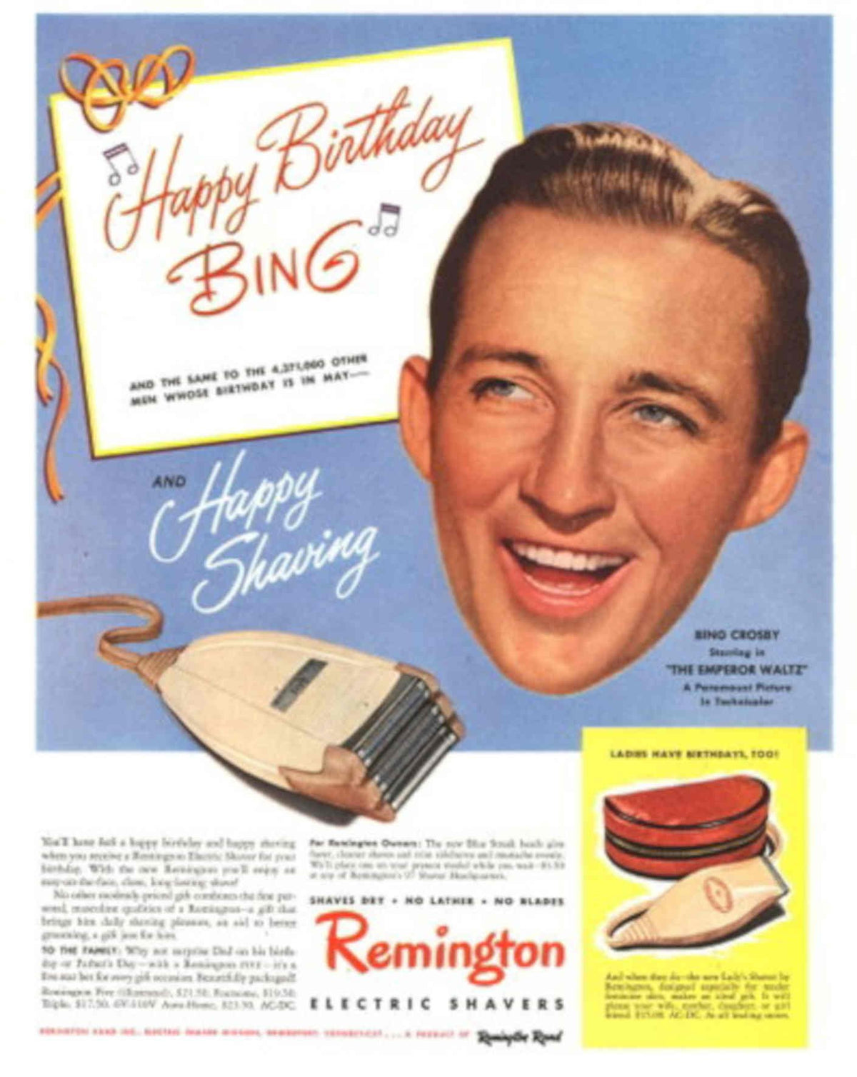 Remington Shaver Birthday 1950s Vintage Retro Advert Poster