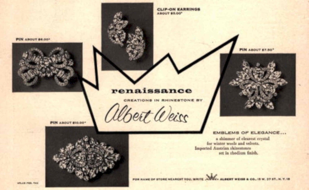 Renaissance Earrings Weiss 1950s Vintage Retro Advert Poster