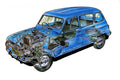 Renault 4 cutaway A4 Photo Print