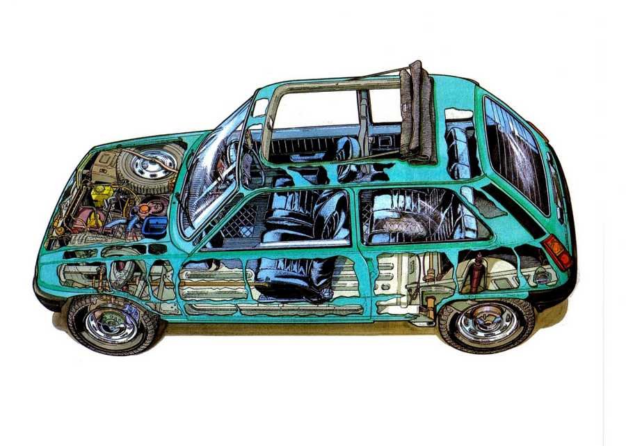 Renault 5 cutaway A4 Photo Print