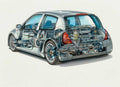 Renault Clio V6 2000 2048x1492 cutaway A4 Photo Print