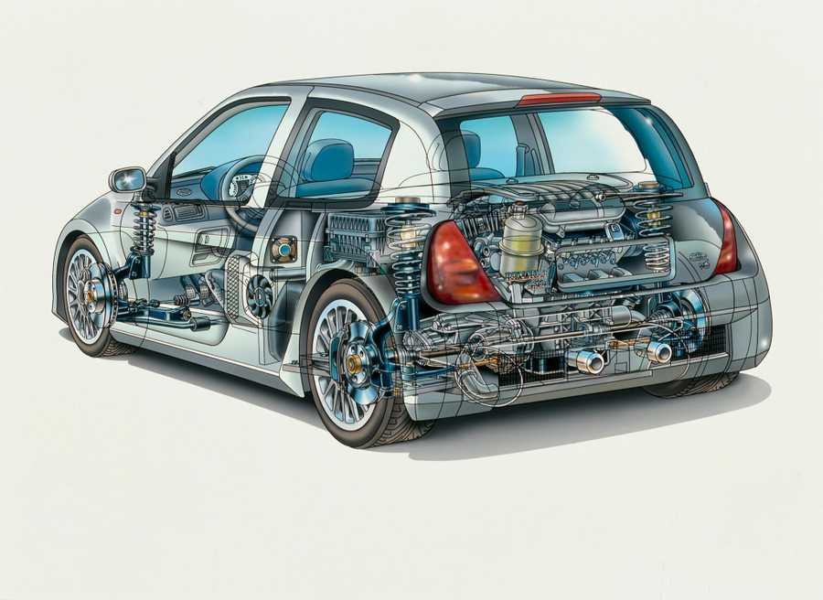 Renault Clio V6 2000 2048x1492 cutaway A4 Photo Print