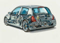 Renault Clio V6 2000 cutaway A4 Photo Print