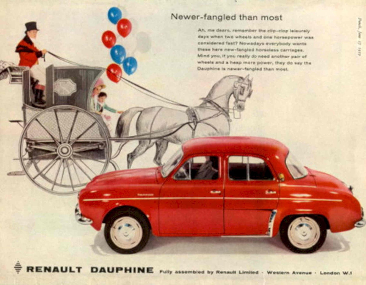 Renault Dauphine London 1950s Vintage Retro Advert Poster
