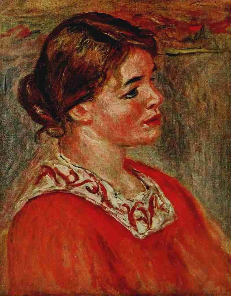 Renoir Pierre Auguste Woman with a red blouse c1895 A4 Photo Print