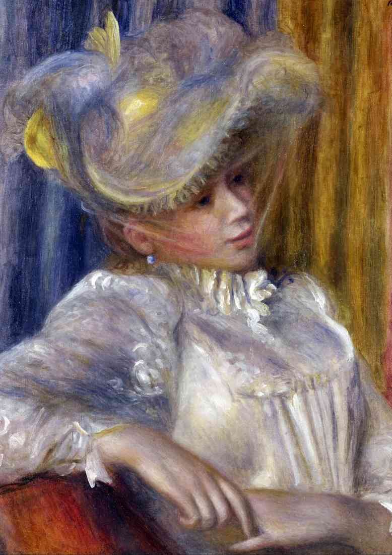 Renoir woman in a hat CROP A4 Photo Print