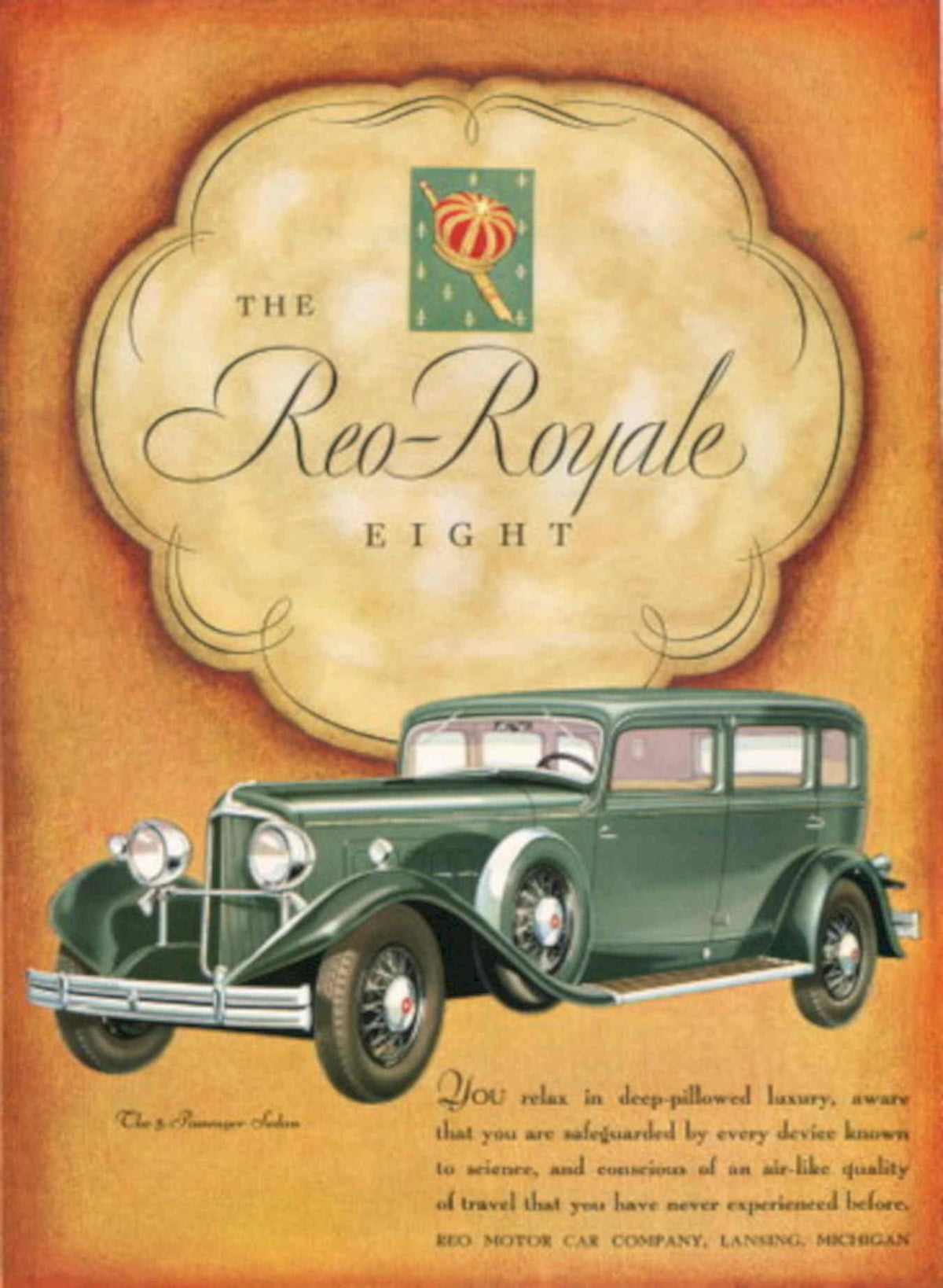 Reo Royale Eight 1 1930s Vintage Retro Advert Poster