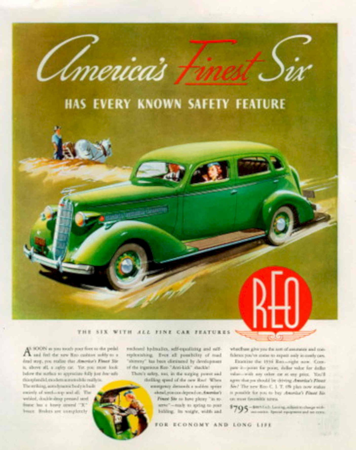 Reo Six Auto 1 1930s Vintage Retro Advert Poster