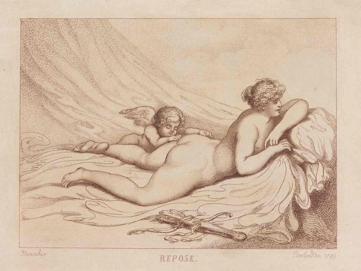 Repose Angel Bed GB Cartoon Vintage Retro Advert Poster
