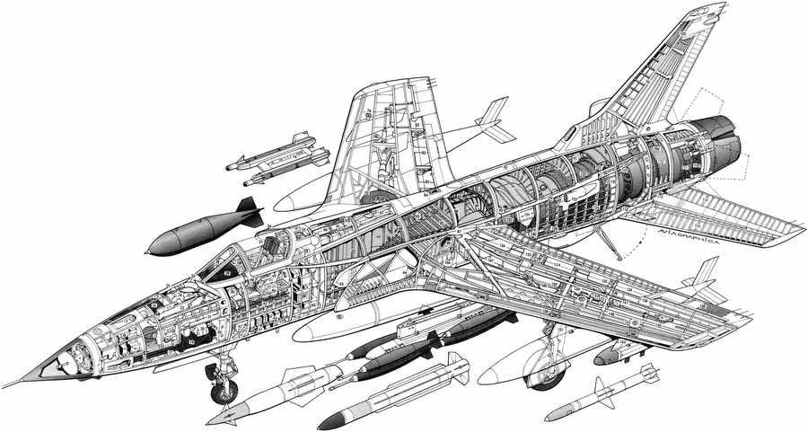 Republic F 105 Thunderchief cutaway A4 Photo Print