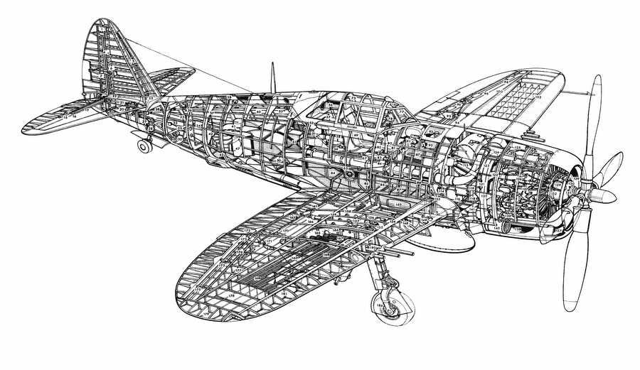 Republic P 47 Thunderbolt cutaway A4 Photo Print