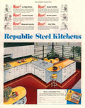 Republic Steel Kitchens 1950s Vintage Retro Advert Poster