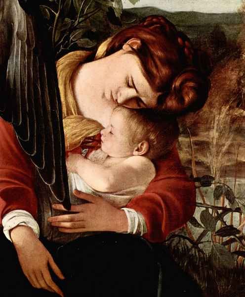 Resting on the Flight into Egypt detail 2 by Caravaggio A4 Photo Print