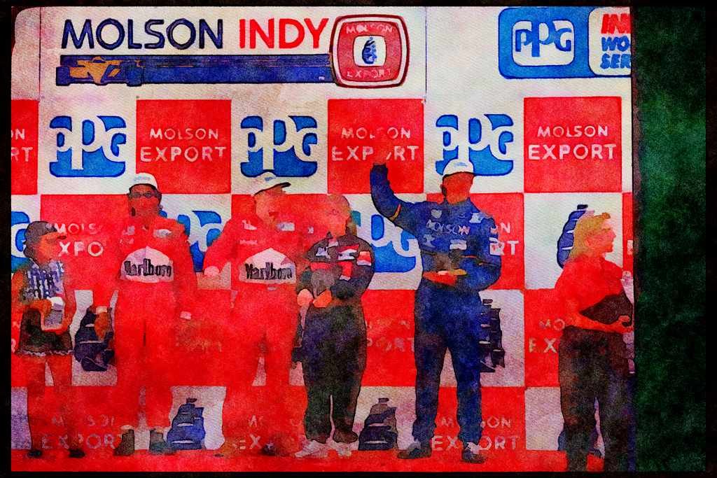 Retro 90s 80s Car Racing 325028 Mr. & Mrs. Paul Tracy, Toronto Indy A4 Limited Edition Watercolour Print