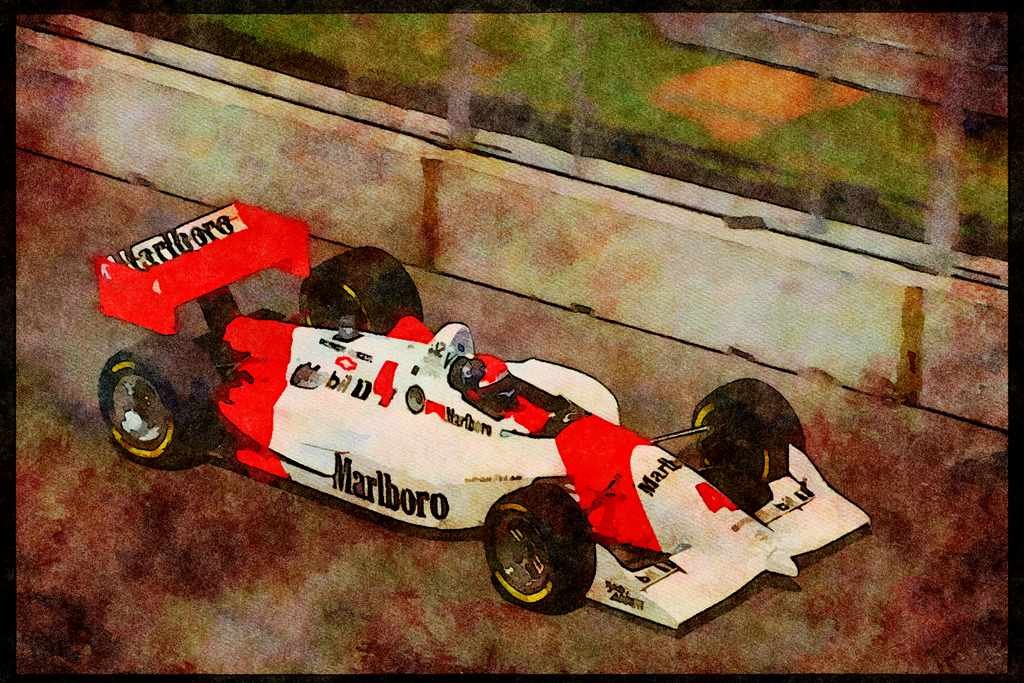 Retro 90s 80s Car Racing 325032 Emerson Fittipaldi, Turn One, Toronto Indy A4 Limited Edition Watercolour Print