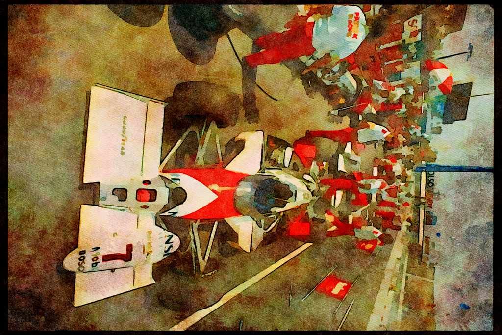 Retro 90s 80s Car Racing 325036 Emerson Fittipaldi, Pit Stop, Toronto Indy A4 Limited Edition Watercolour Print