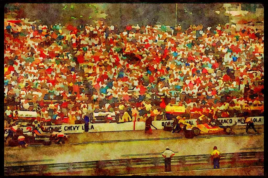 Retro 90s 80s Car Racing 325041 Two Cars, Pit Stop, Indy 500 A4 Limited Edition Watercolour Print