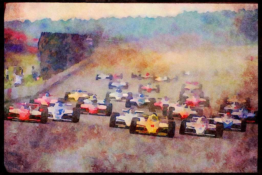 Retro 90s 80s Car Racing 325083 Start, Pocono 500 A4 Limited Edition Watercolour Print