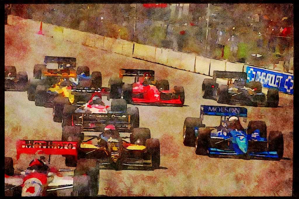 Retro 90s 80s Car Racing 325091 Start, Toronto Indy A4 Limited Edition Watercolour Print
