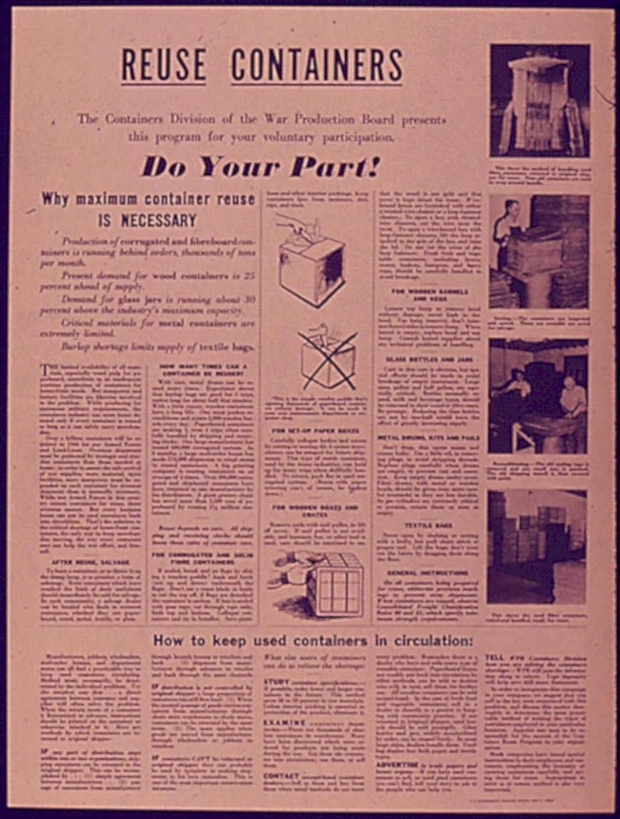 Reuse Containers War Vintage Retro Advert Poster A4 Photo Print
