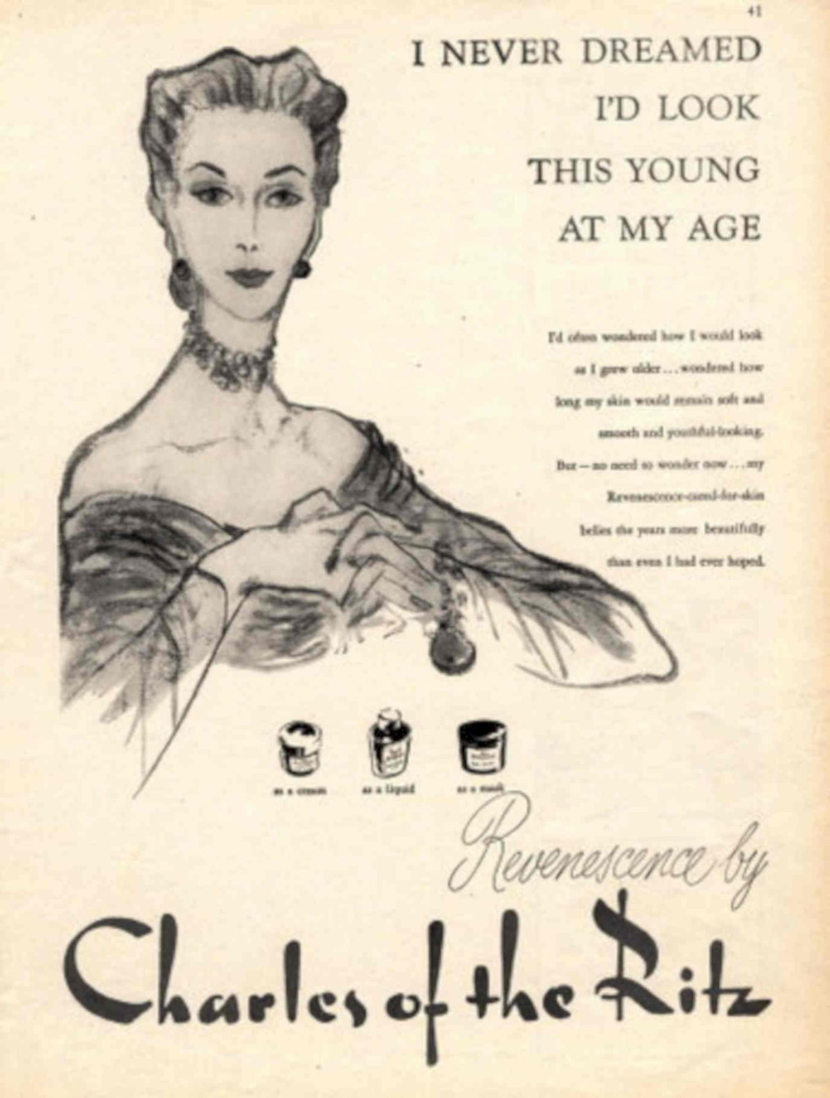 Revenessence Beauty Cream 1950s Vintage Retro Advert Poster