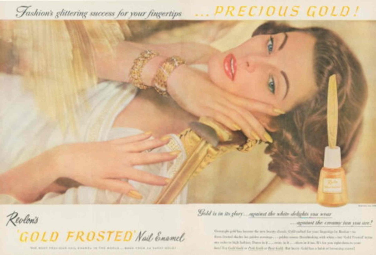 Revlon Gold Nails 1950s Vintage Retro Advert Poster